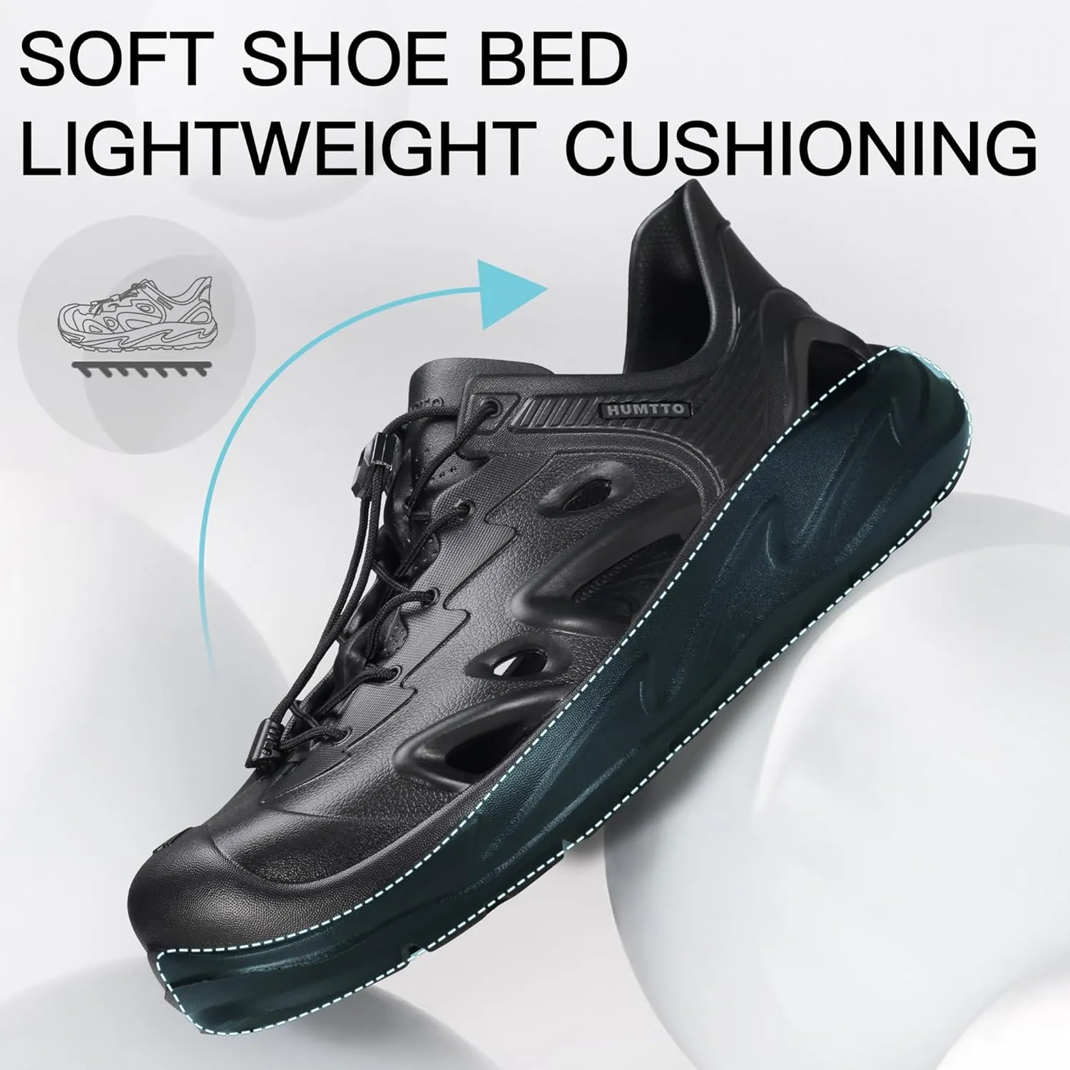 HUMTTO Men's Summer Sports Sandals Breathable Quick-Drying Soft Bottom Slippers Outdoor Wading Tracing Beach Shoes Water Activities Shoes