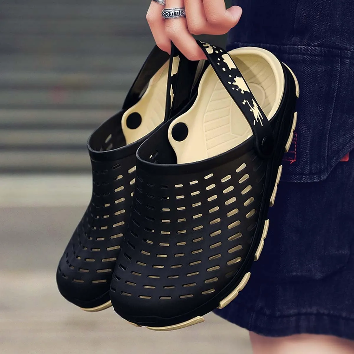 HYDLONGR Men's Women's Comfortable Non-Slip Garden Sandals Quick-Qrying Beach Slippers Breathable Clogs Shoes