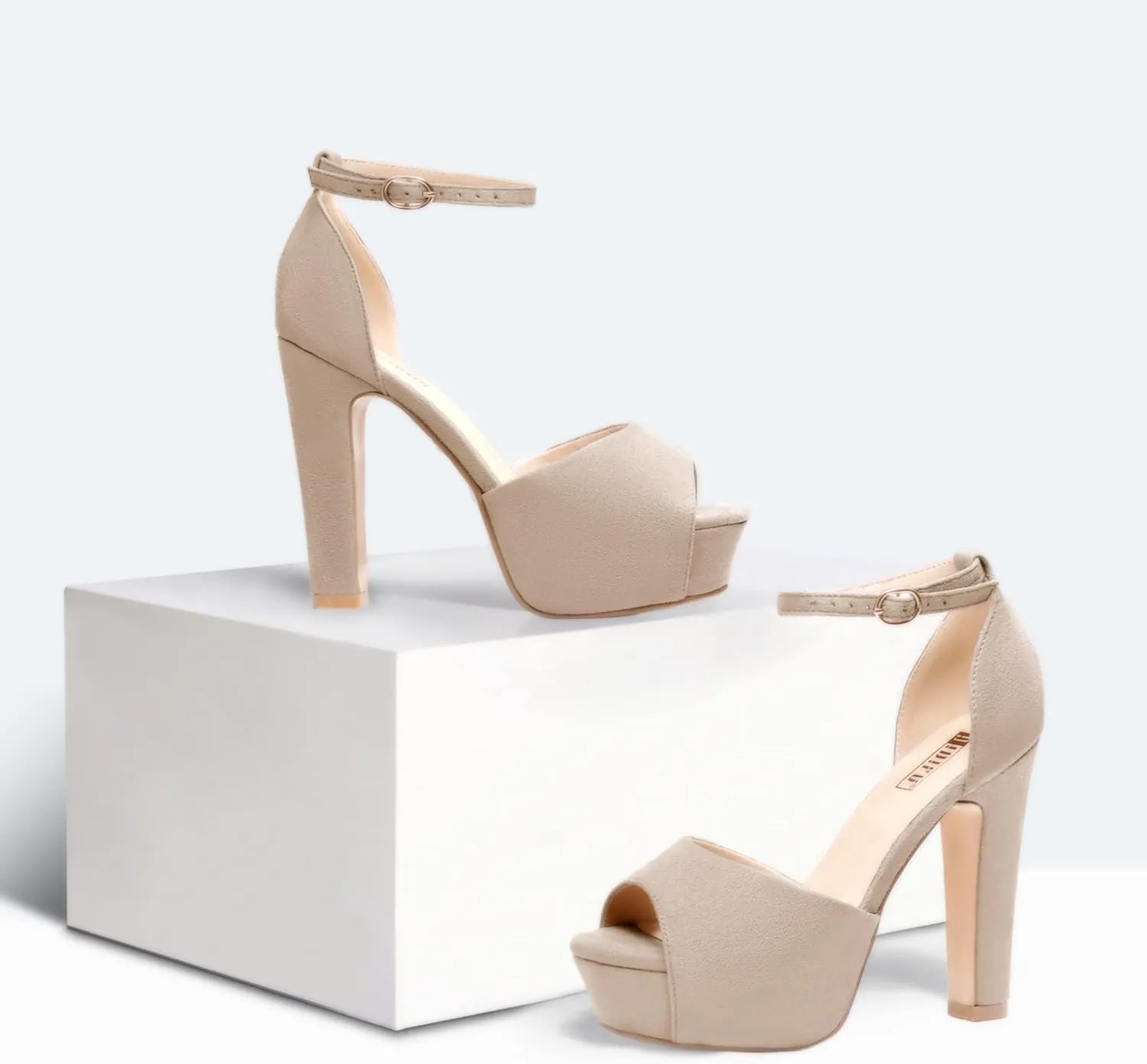 IDIFU Women's Platform Chunky High Heels Dress Sandals Peep Toe Ankle Strap Wedding Party Evening Shoes for Women Bride