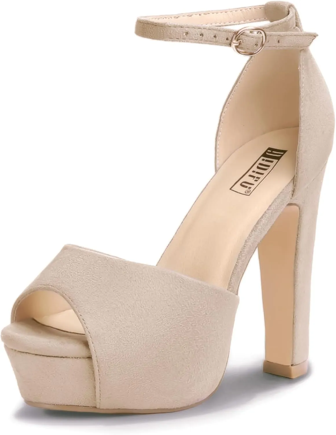 IDIFU Women's Platform Chunky High Heels Dress Sandals Peep Toe Ankle Strap Wedding Party Evening Shoes for Women Bride