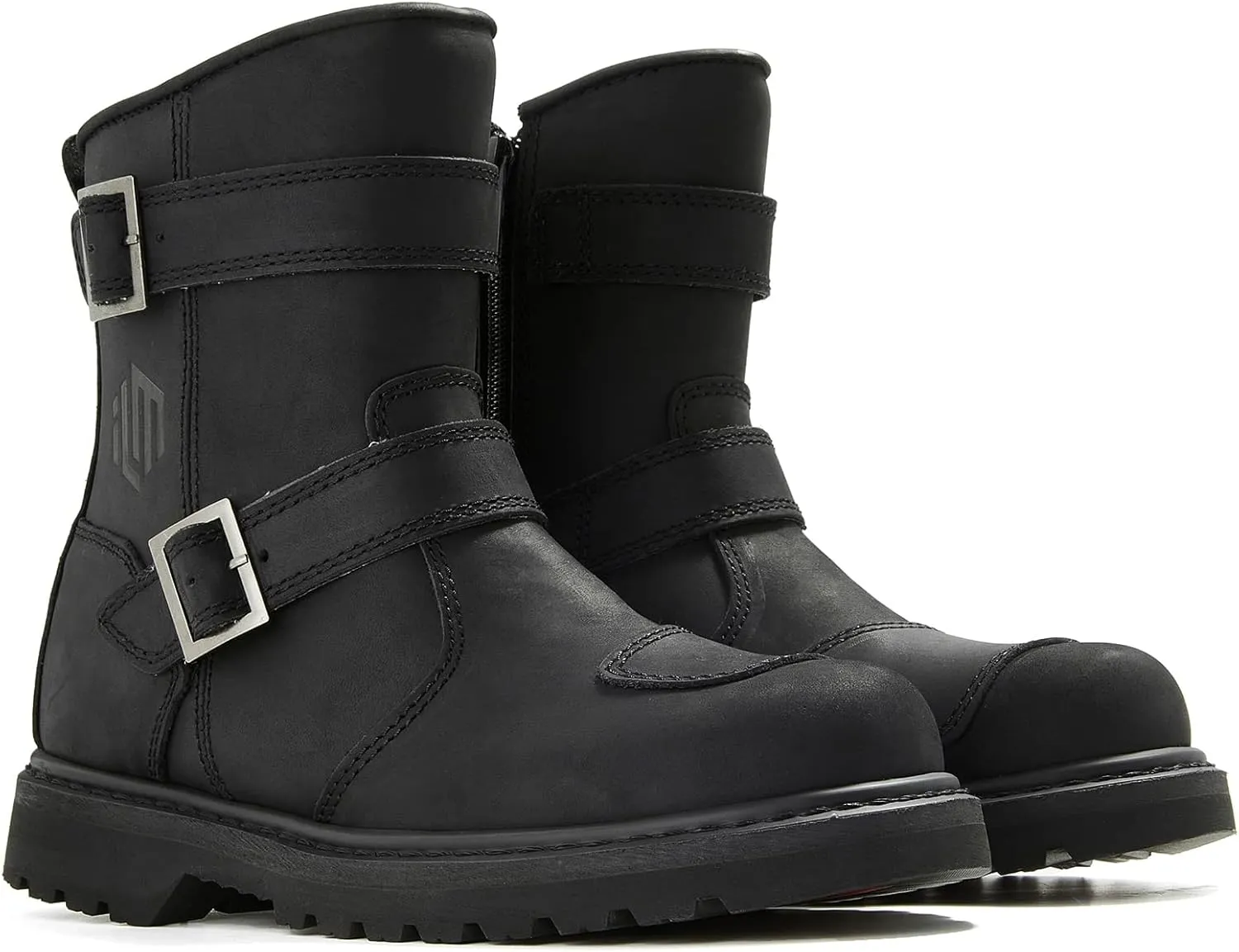 ILM Leather Motorcycle Boots Protective Footwear with Side Zipper Motocross Riding Boot for Combat Tactical Hiking Men Women