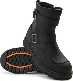 ILM Leather Motorcycle Boots Protective Footwear with Side Zipper Motocross Riding Boot for Combat Tactical Hiking Men Women