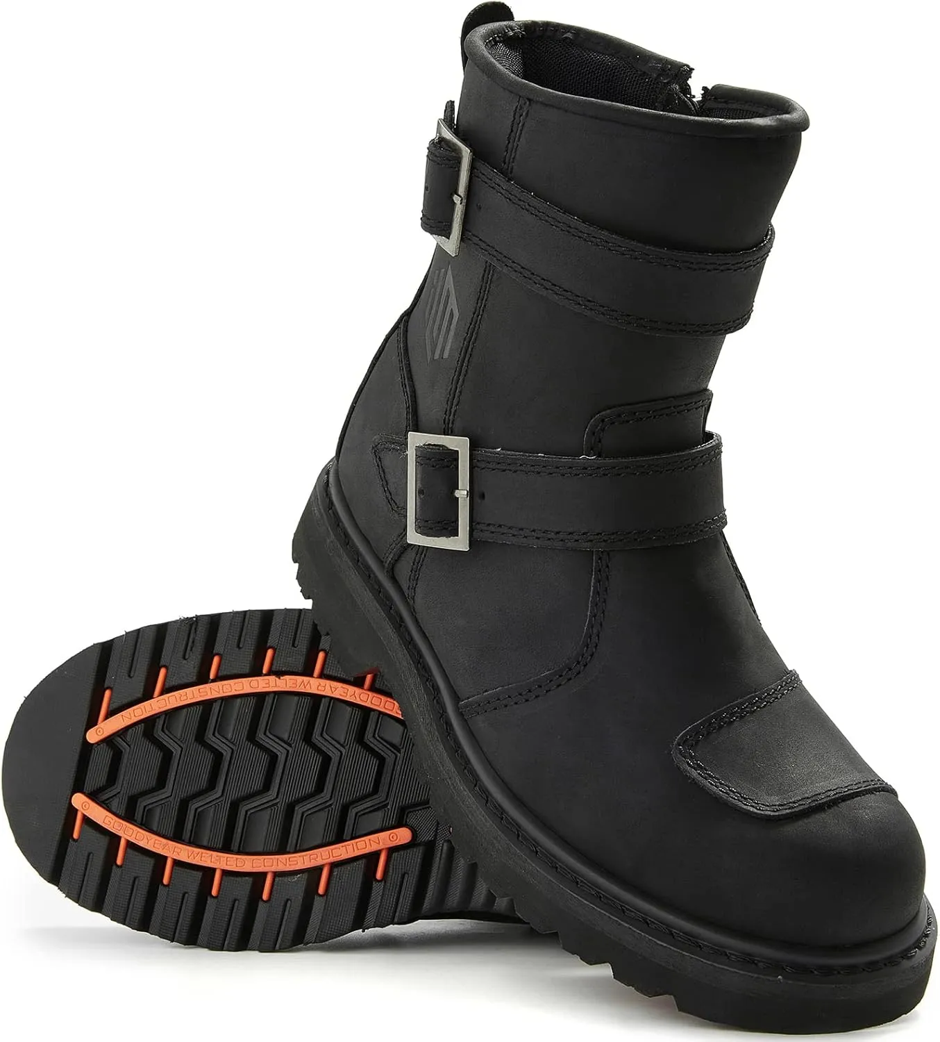 ILM Leather Motorcycle Boots Protective Footwear with Side Zipper Motocross Riding Boot for Combat Tactical Hiking Men Women