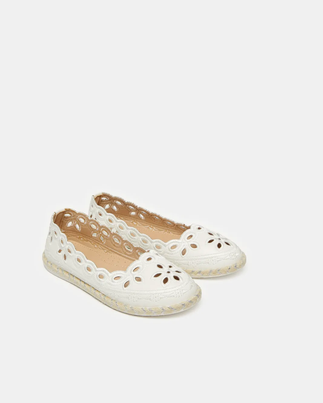 Infant Girls White Embroidery Espadrilles