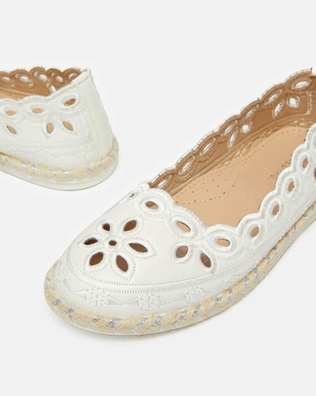Infant Girls White Embroidery Espadrilles