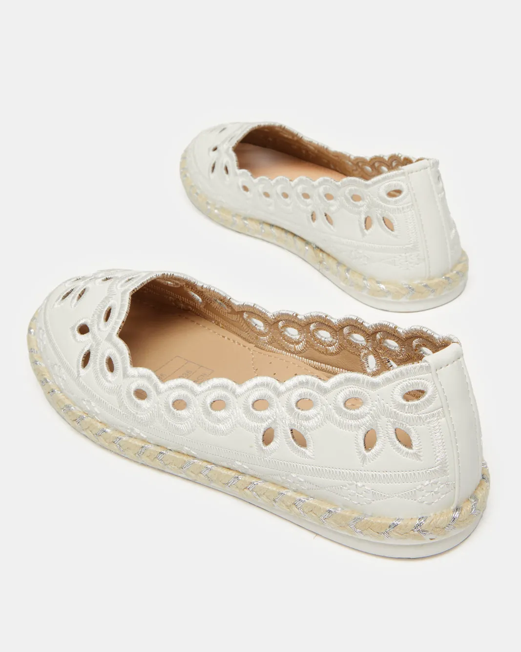 Infant Girls White Embroidery Espadrilles