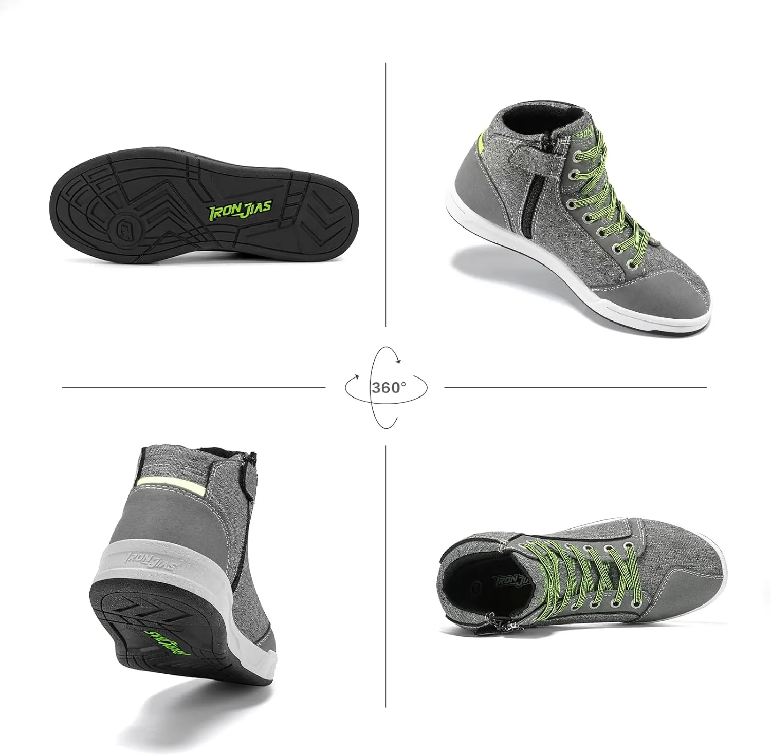 IRON JIA'S Motorcycle Shoes for Men, Breathable Anti-Slip Protective Gear, Powersport Casual Motorcycle Riding Boots (Grey 11)