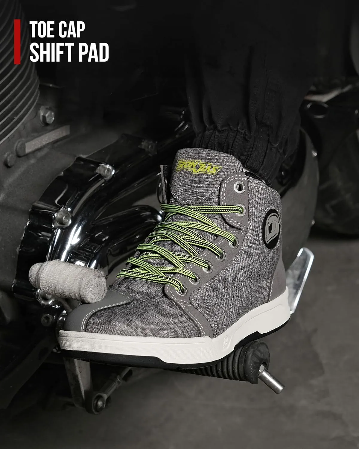 IRON JIA'S Motorcycle Shoes for Men, Breathable Anti-Slip Protective Gear, Powersport Casual Motorcycle Riding Boots (Grey 11)
