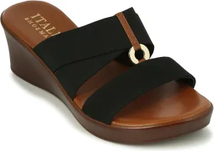 ITALIAN Shoemakers Womens Lucita Wedge Sandals 10 Black