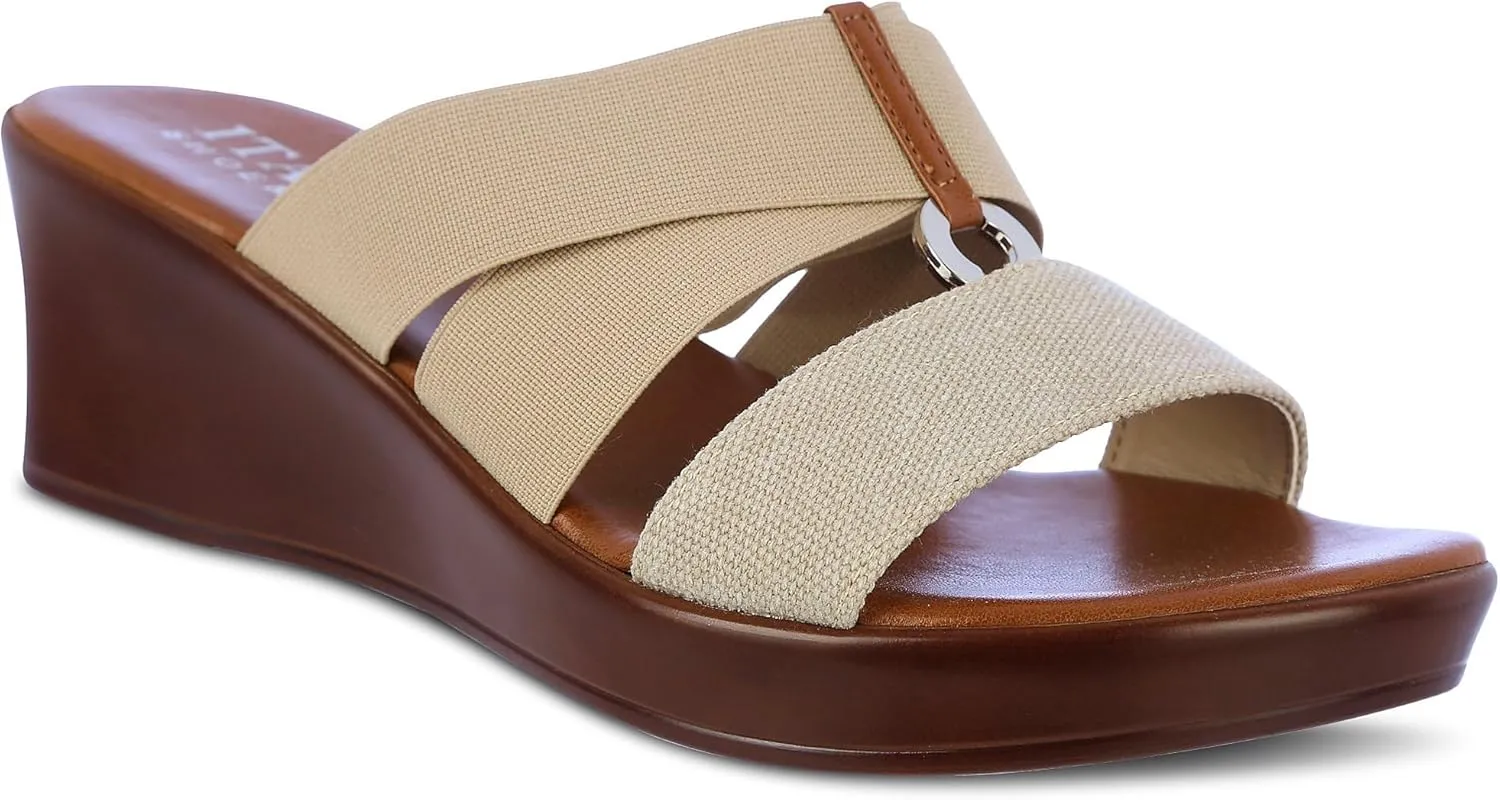 ITALIAN Shoemakers Womens Lucita Wedge Sandals 8 Taupe