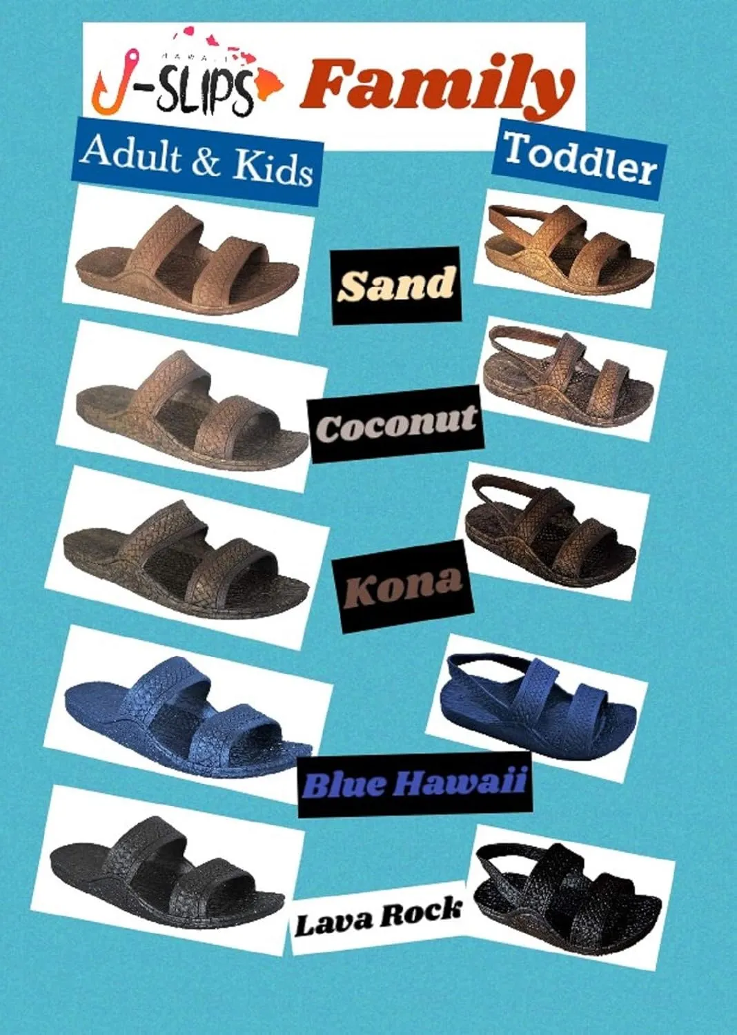 J-Slips Sandals for Women and Men - Comfortable Jesus Jandals for Beach - Waterproof Hawaiian Slides in 12 Colors, Sandalias