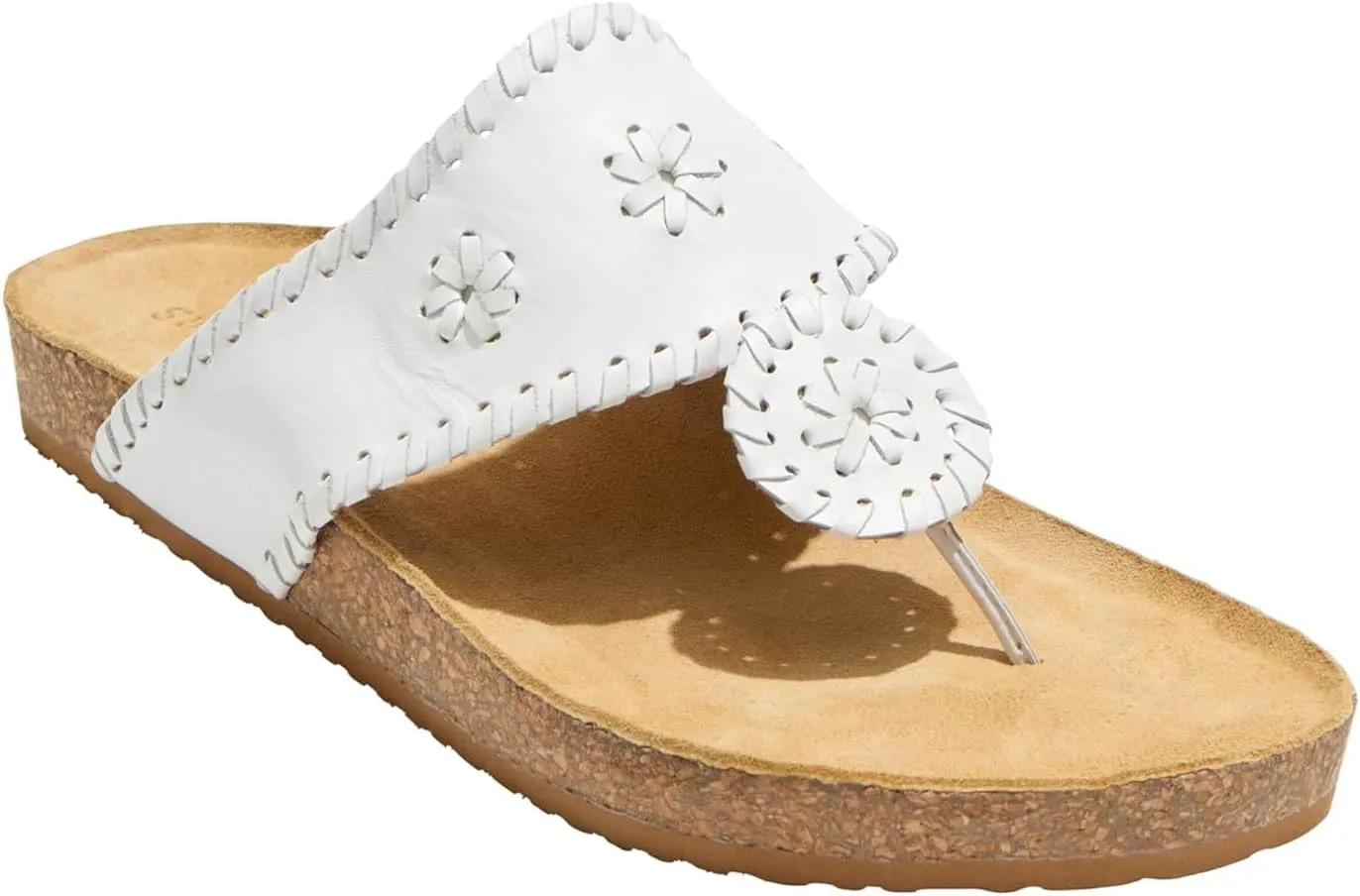 Jack Rogers Atwood Casual Sandals for Women - Leather Upper and Lining - Flexible Molded Footbed - EVA Midsole White 8.5 M