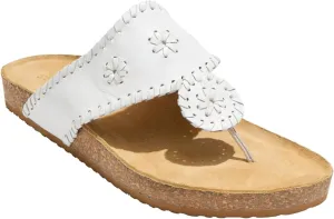 Jack Rogers Atwood Casual Sandals for Women - Leather Upper and Lining - Flexible Molded Footbed - EVA Midsole White 8.5 M