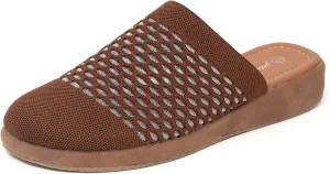 Jeesay Women's Slip On Mules Wedge Sandals Closed Toe Breathable Textile Slides Clogs Summer Shoes