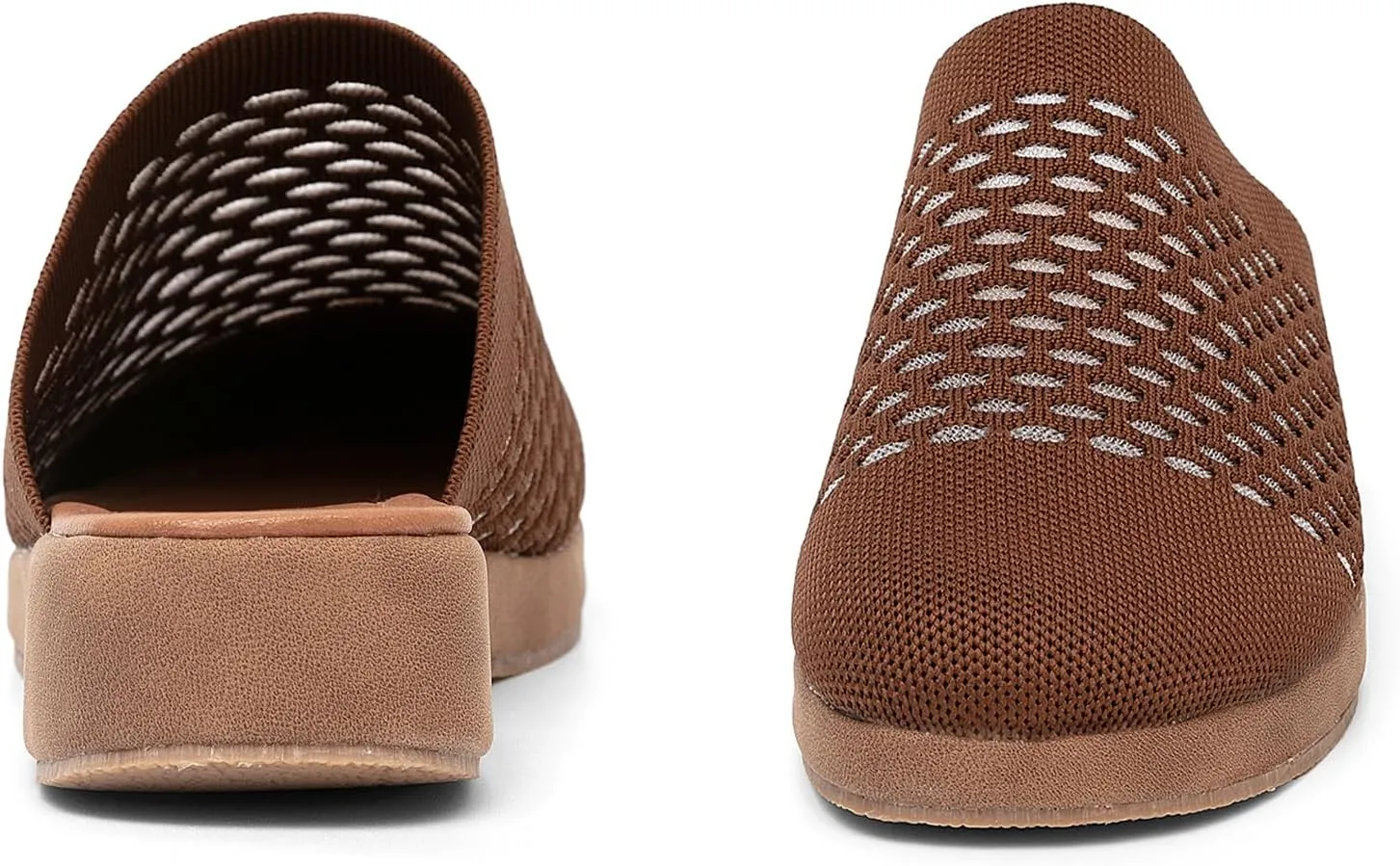 Jeesay Women's Slip On Mules Wedge Sandals Closed Toe Breathable Textile Slides Clogs Summer Shoes