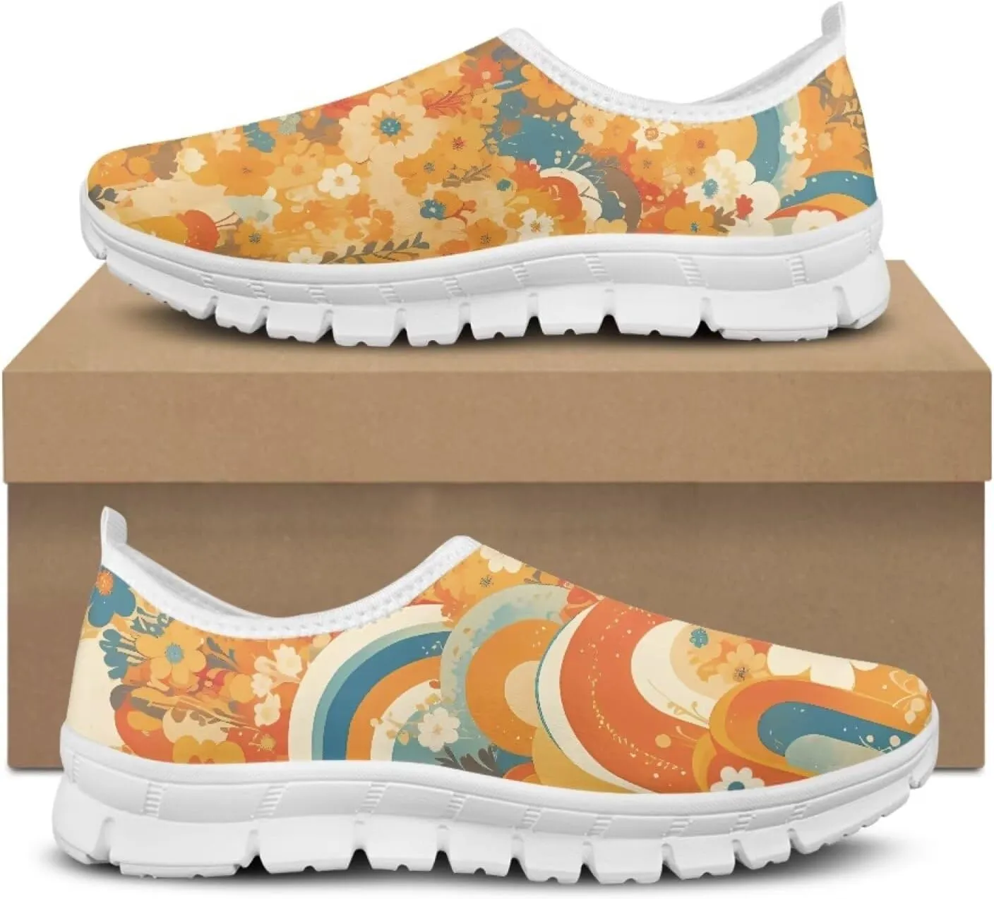 Jeiento Boho Blossom Womens Casual Loafer Slip On Lightweight Comfort Travel Walking Flats Shoes