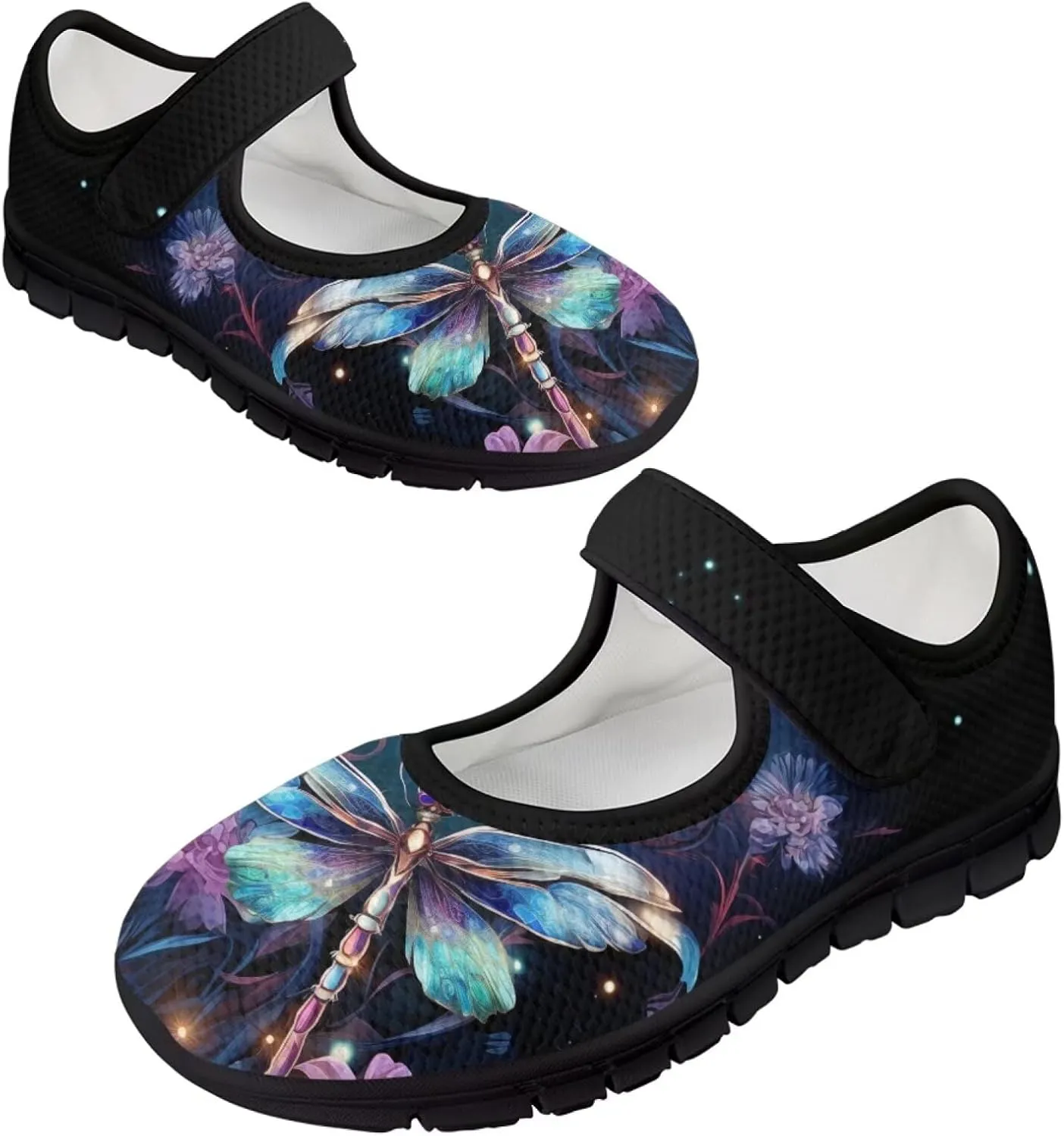 Jeiento Slip On Dragonfly Mary Jane Flats Ballet Flats Shoes for Women Round Toe Casual Dress