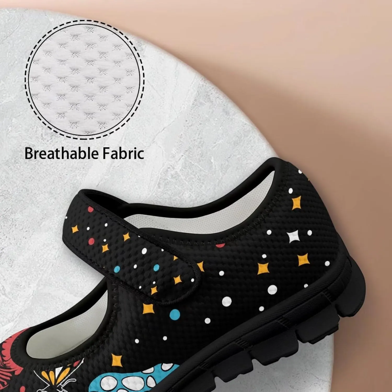 Jeiento Slip On Mushroom Pattern Mary Jane Flats Ballet Flats Shoes for Women Casual Dress Shoes