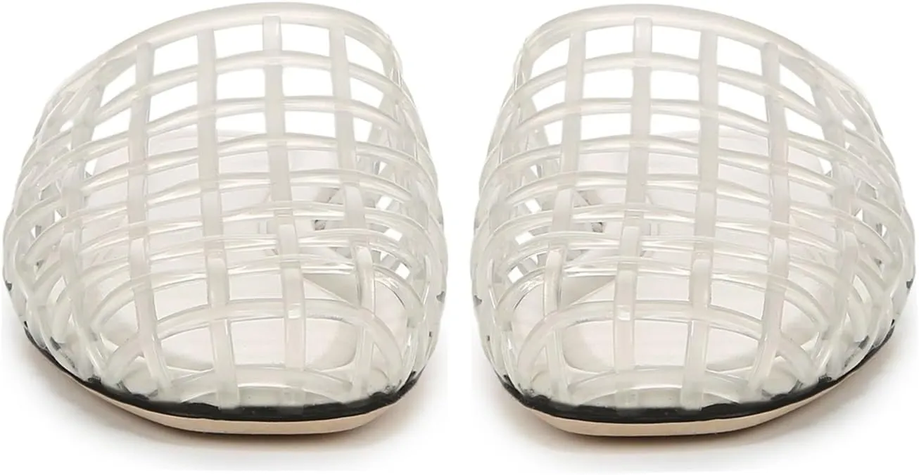 Jelly Shoes for Women Clear Jelly Mesh Slides Sandals Comfortable Closed Round Toe Flat Sandals Slip On Summer Beach Slippers