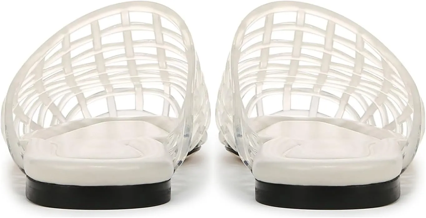 Jelly Shoes for Women Clear Jelly Mesh Slides Sandals Comfortable Closed Round Toe Flat Sandals Slip On Summer Beach Slippers