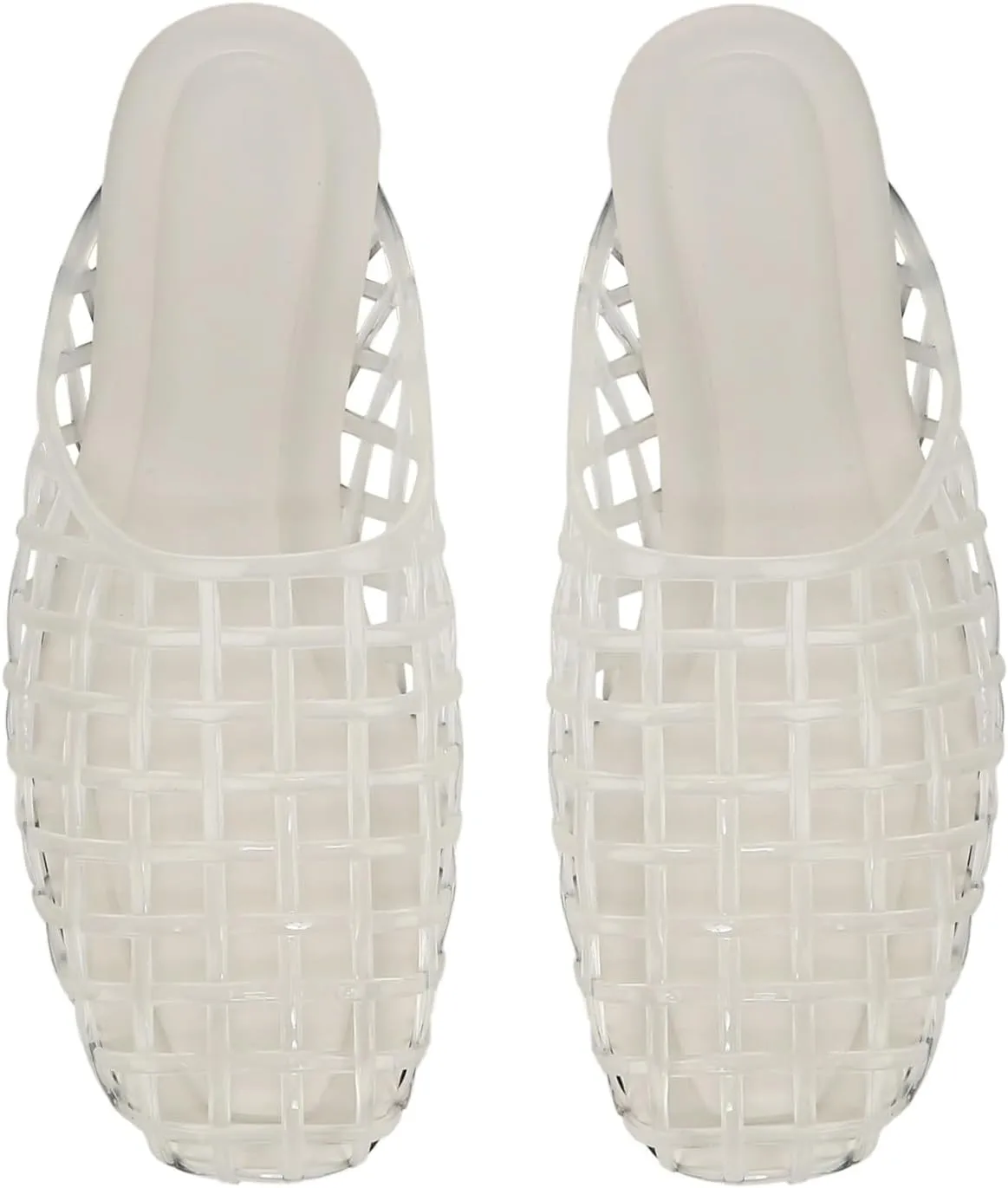 Jelly Shoes for Women Clear Jelly Mesh Slides Sandals Comfortable Closed Round Toe Flat Sandals Slip On Summer Beach Slippers