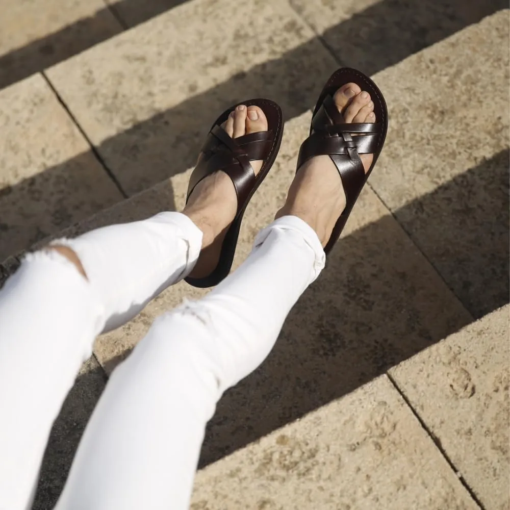 Jesse - Leather Woven Strap Sandal - Mens Sandals