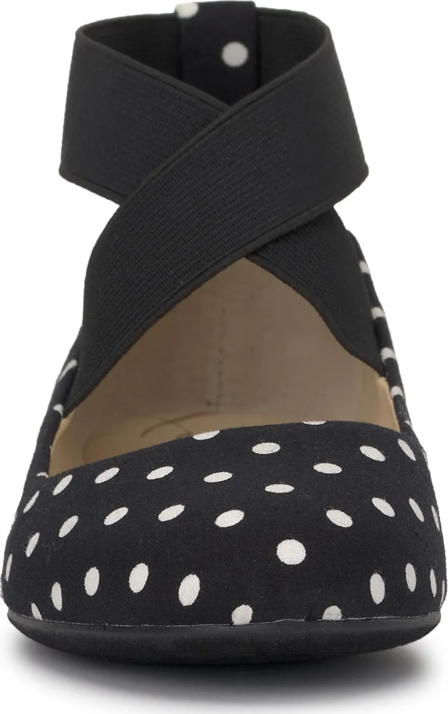 Jessica Simpson Mandayss Women's Pull-On Criss-Cross Ankle Ballet Flats Shoes