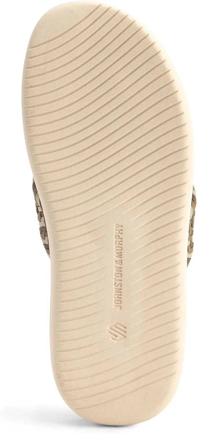 Johnston & Murphy Men’s Upton Woven Thong Sandals, Leather Flip Flops for Men, Casual Summer Shoes