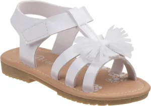 Josmo Girls Salma Flat Sandal, White, 6 Toddler