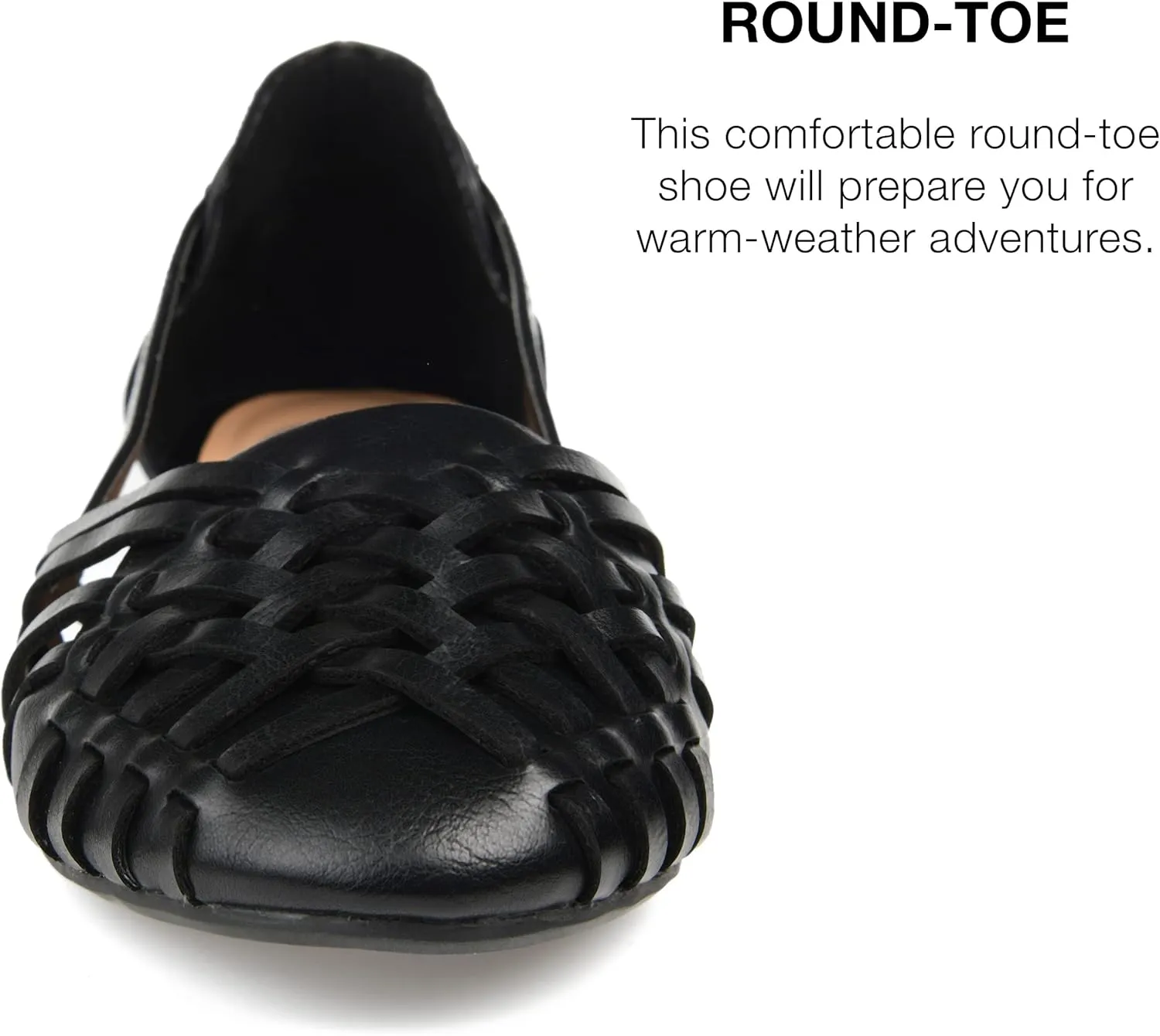 Journee Collection Womens Basket Woven Slip On Sandal Block Heel Caged Closed Round Toe Breathable Ekko Ballet Flat