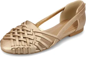 Journee Collection Womens Basket Woven Slip On Sandal Block Heel Caged Closed Round Toe Breathable Ekko Ballet Flat