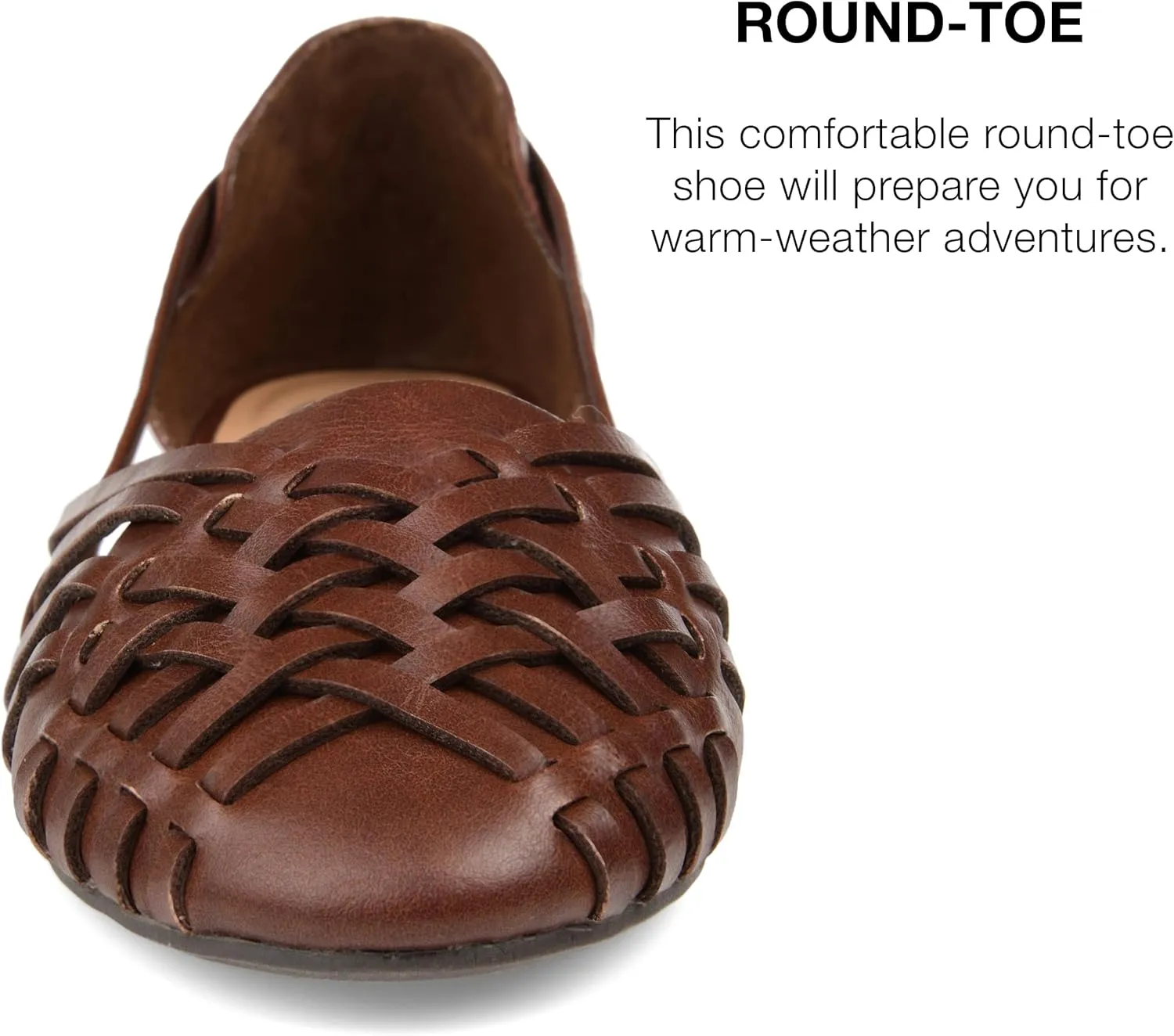 Journee Collection Womens Basket Woven Slip On Sandal Block Heel Caged Closed Round Toe Breathable Ekko Ballet Flat