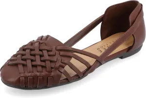 Journee Collection Womens Basket Woven Slip On Sandal Block Heel Caged Closed Round Toe Breathable Ekko Ballet Flat