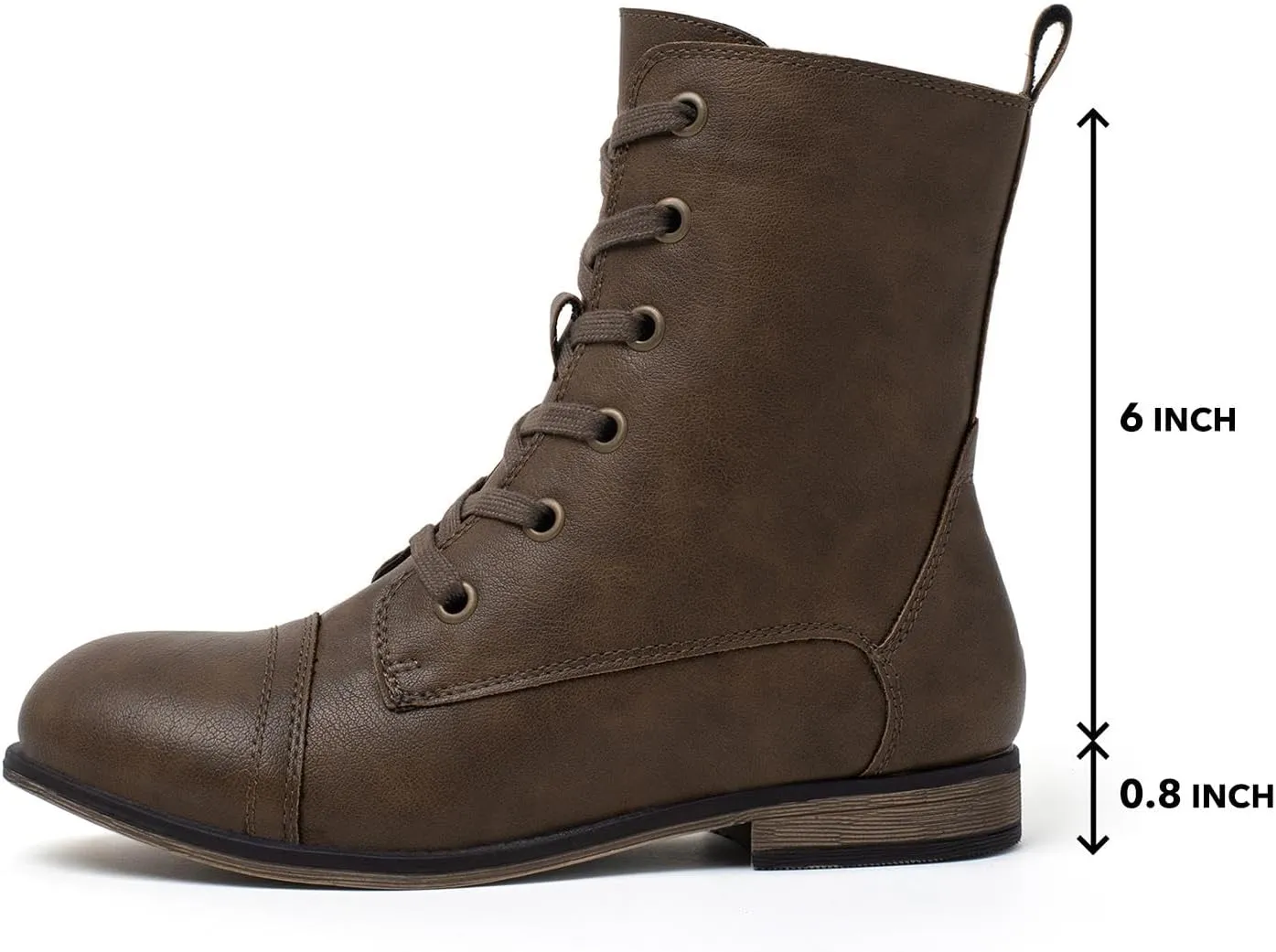 katliu Women's Combat Boots Lace up Military Ankle Boots Side Zipper Round Toe Booties