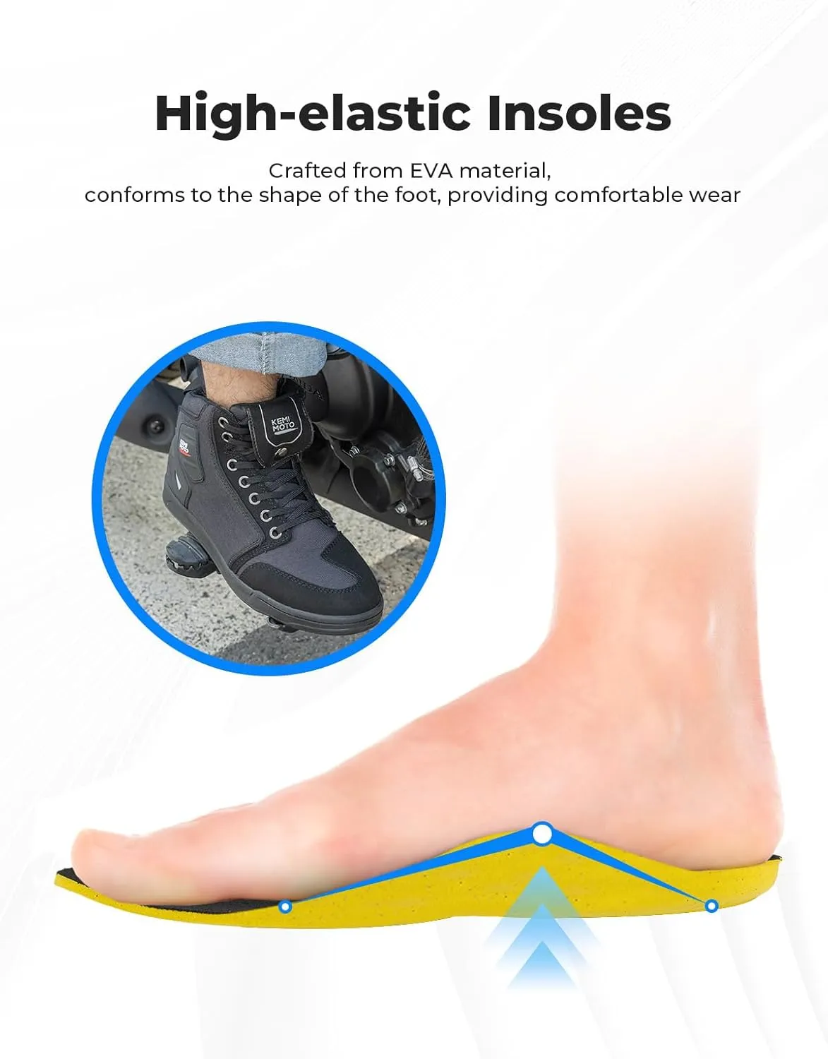 KEMIMOTO Motorcycle Shoes with Thick Heel Protective Gear Casual Anti-slip Street Motorcycle Riding Boots for Men
