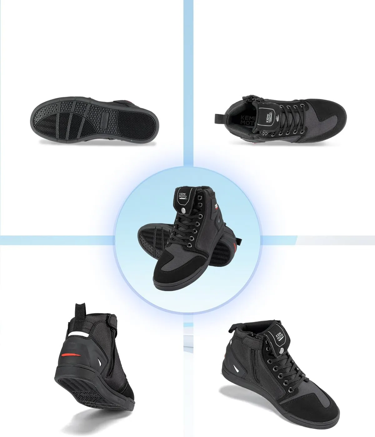 KEMIMOTO Motorcycle Shoes with Thick Heel Protective Gear Casual Anti-slip Street Motorcycle Riding Boots for Men