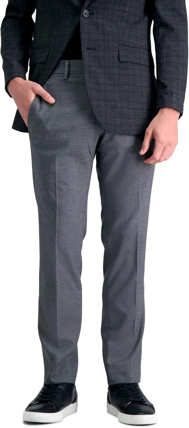 Kenneth Cole REACTION mens Slim Fit Flat Front Stretch Urban Heather Dress Pants, Medium Grey, 34W x 30L US