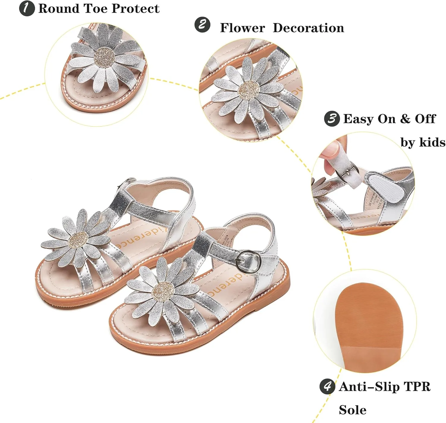 Kiderence Toddler Girls Sandals Little Girls Kids Summer Shoes Toddler Sandals