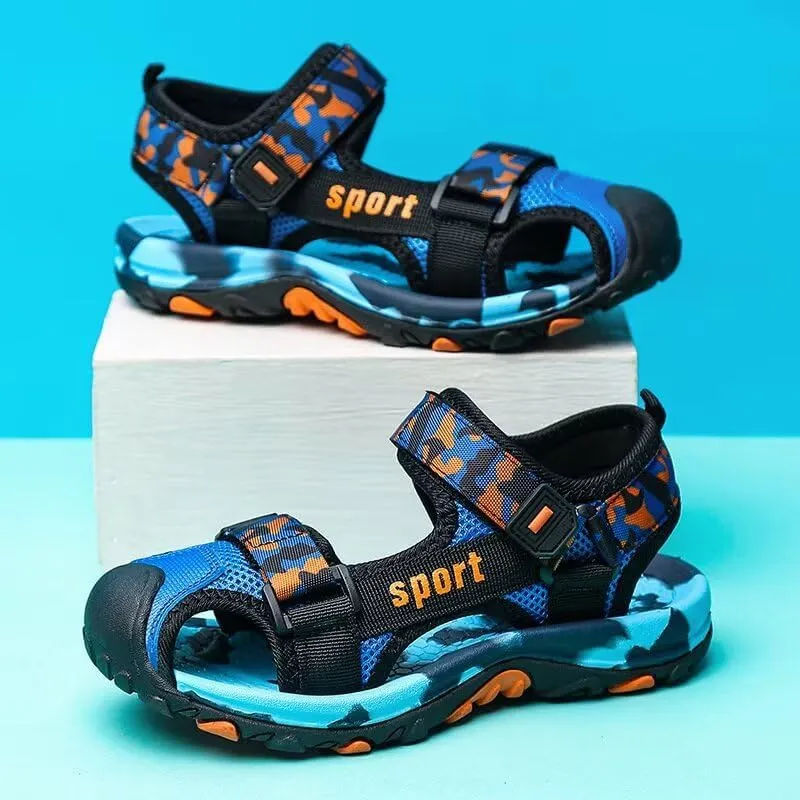 Kids Boy Breathable Closed Toe Sport Sandals for Summer Outdoor Walking Running Beach