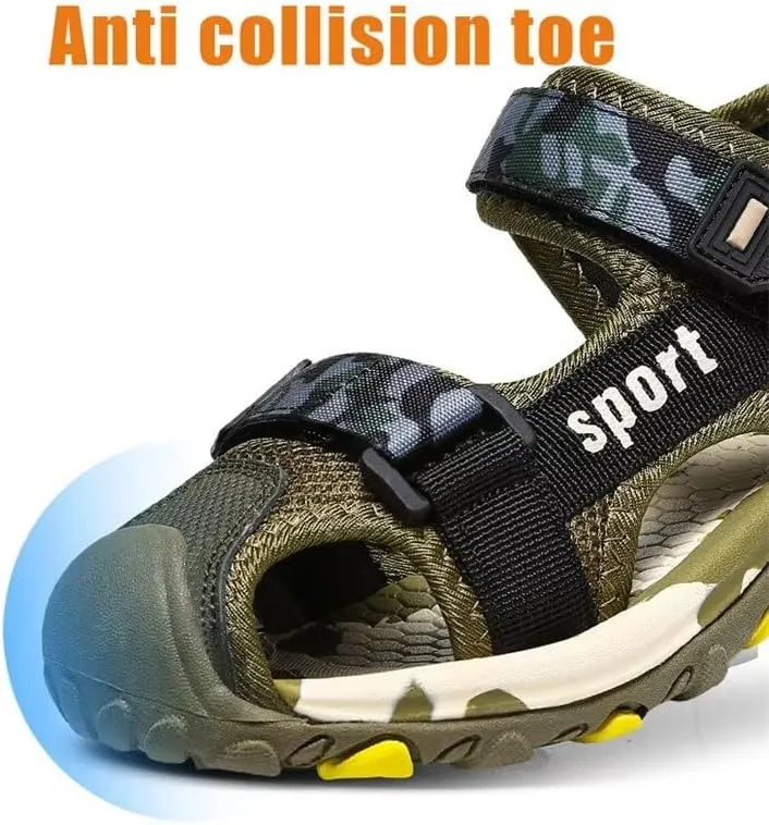 Kids Boy Breathable Closed Toe Sport Sandals for Summer Outdoor Walking Running Beach