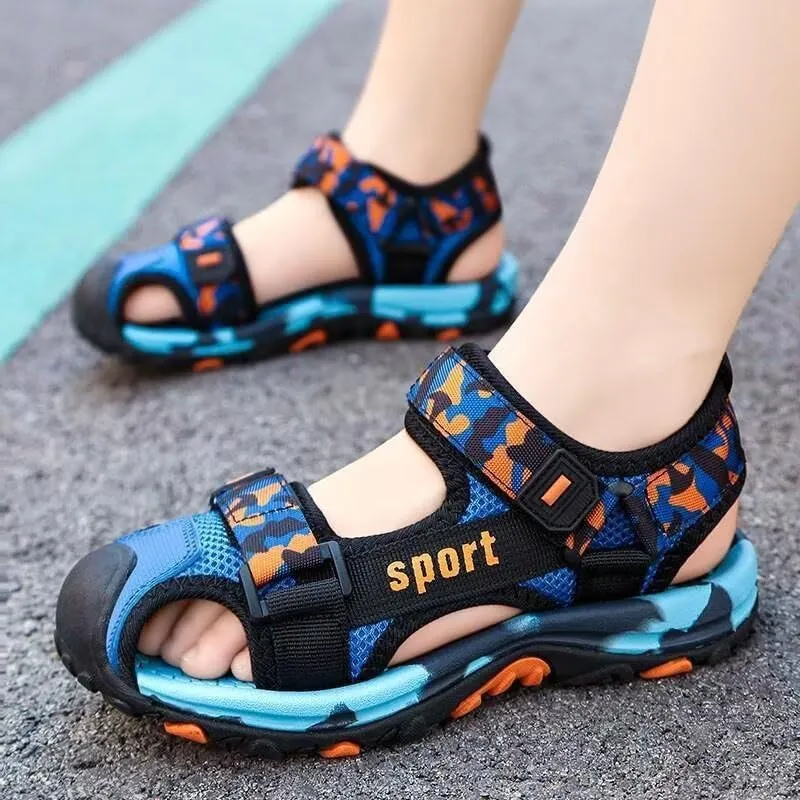 Kids Boy Breathable Closed Toe Sport Sandals for Summer Outdoor Walking Running Beach