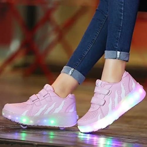 Kids Roller Shoes with Two-Wheeled Roller Skateshoes Sport Shoes USB Charging Luminous Shoes