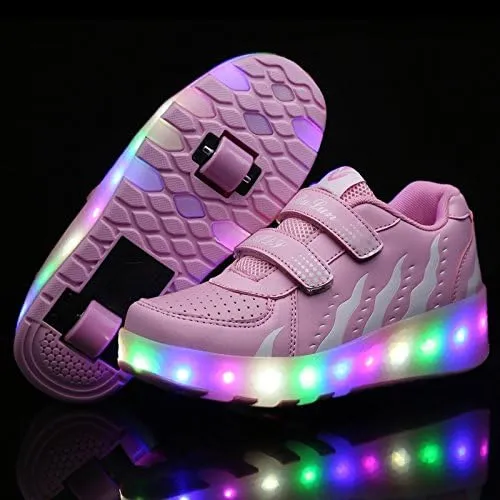 Kids Roller Shoes with Two-Wheeled Roller Skateshoes Sport Shoes USB Charging Luminous Shoes