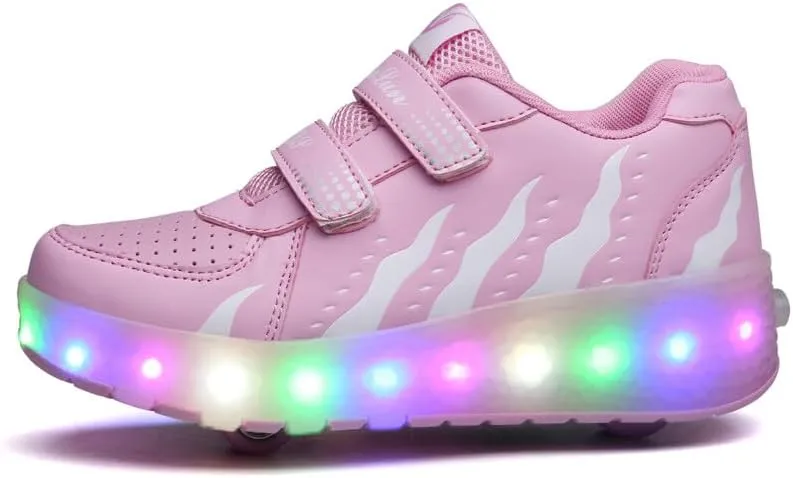 Kids Roller Shoes with Two-Wheeled Roller Skateshoes Sport Shoes USB Charging Luminous Shoes