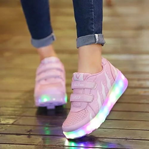 Kids Roller Shoes with Two-Wheeled Roller Skateshoes Sport Shoes USB Charging Luminous Shoes