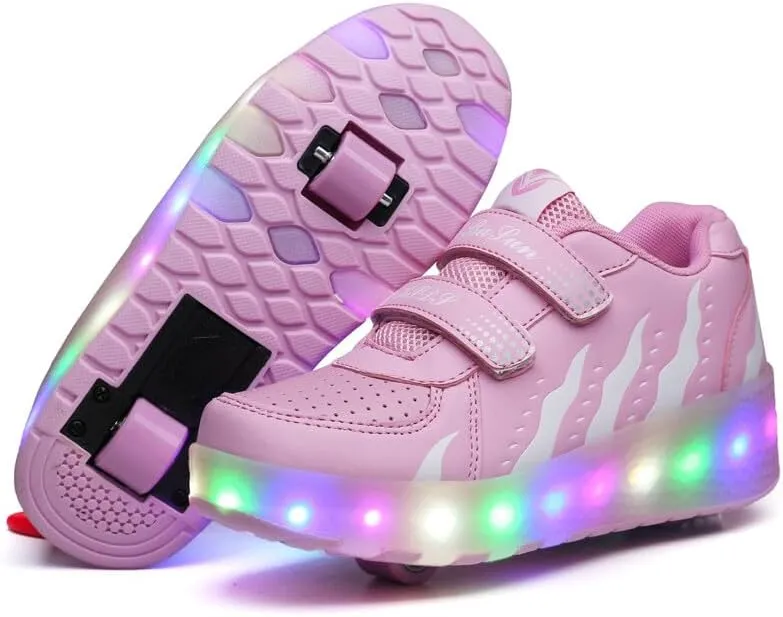 Kids Roller Shoes with Two-Wheeled Roller Skateshoes Sport Shoes USB Charging Luminous Shoes