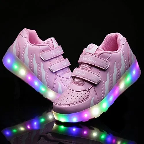 Kids Roller Shoes with Two-Wheeled Roller Skateshoes Sport Shoes USB Charging Luminous Shoes