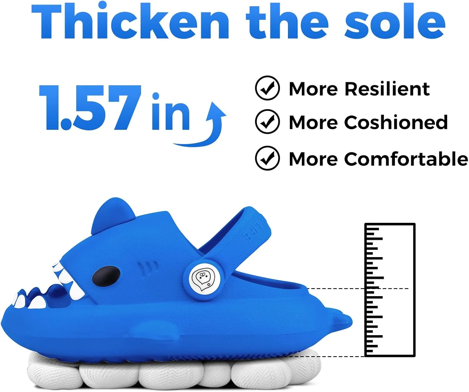 Kids Shark Slides丨Pillow Shower Sandals Quick Dry Slippers丨Toddler Boys Girls Comfy Cloud Slides丨Summer Non-Slip Thick Sole Beach Pool shoes