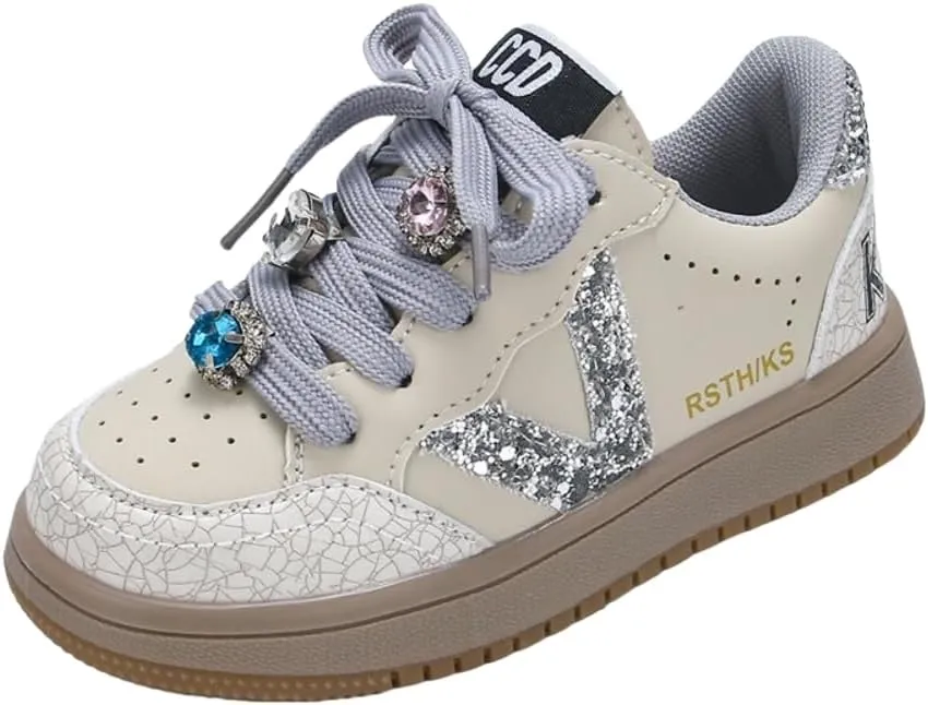 Kids Sparkle Star Sneakers Casual Sports Running Shoes for Girls Boys