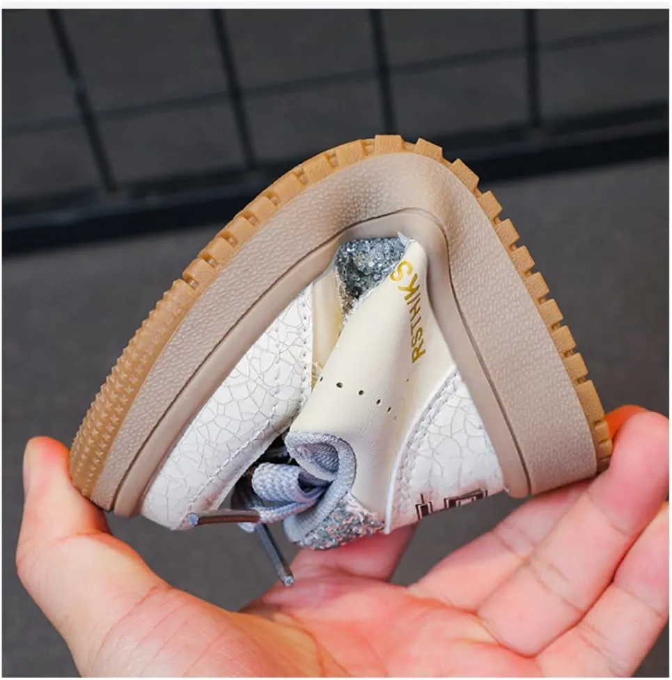 Kids Sparkle Star Sneakers Casual Sports Running Shoes for Girls Boys